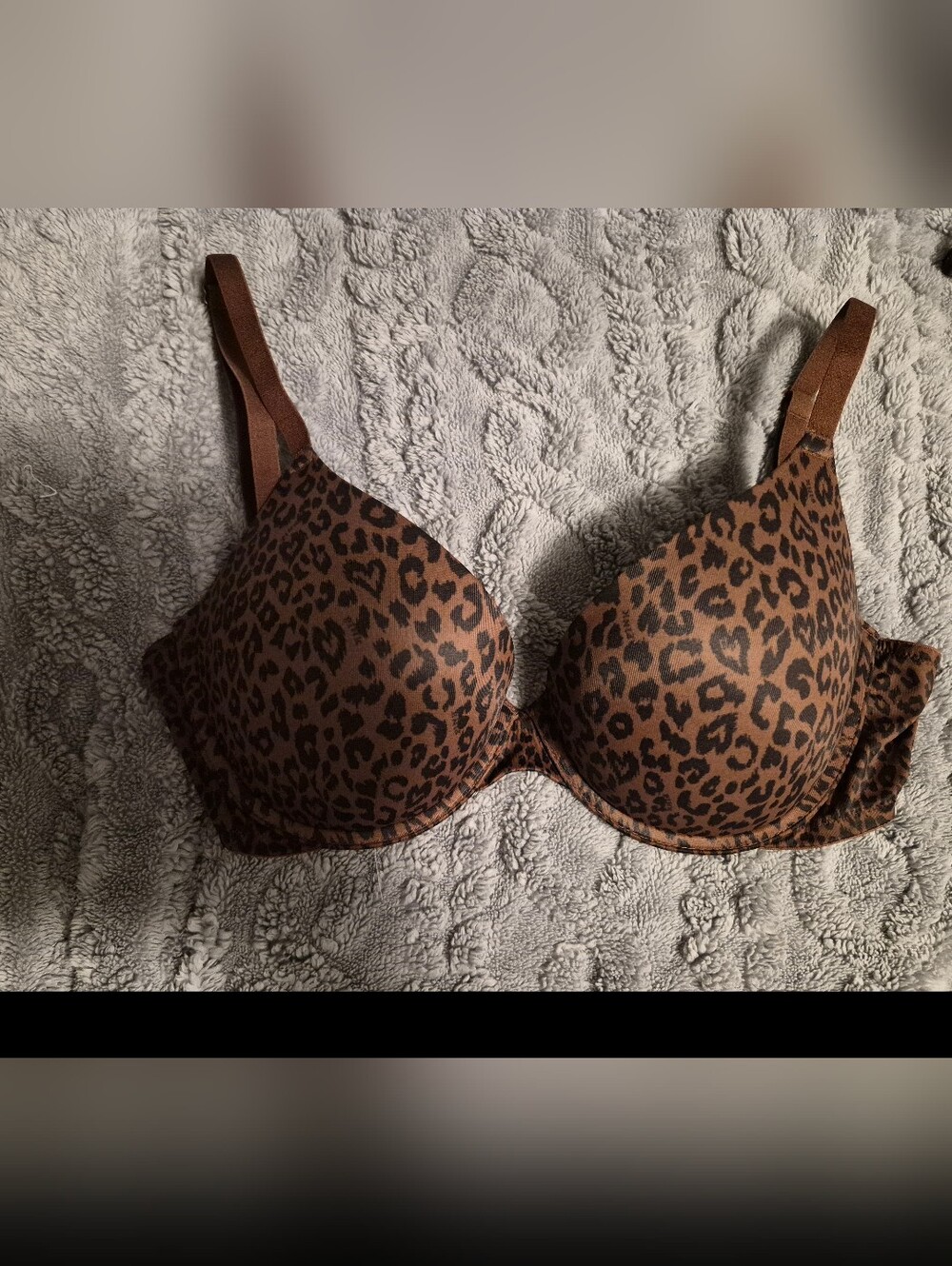 Leopard Print victorias secret push up, Molded T-Shirt Bra - Brown/Black